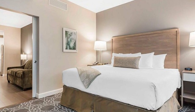 Studio sleeps 4; kitchen - 1 partial; bedding includes 1 king bed, 1 sofa bed